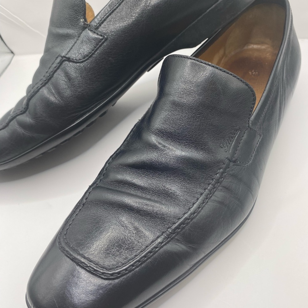 Gucci Black Leather Slip-On Loafers Mens Size 9 D